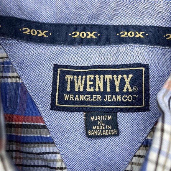 TwentyX Wrangler Button Down S/S Blue Plaid Western Rancher XL - Picture 2 of 14